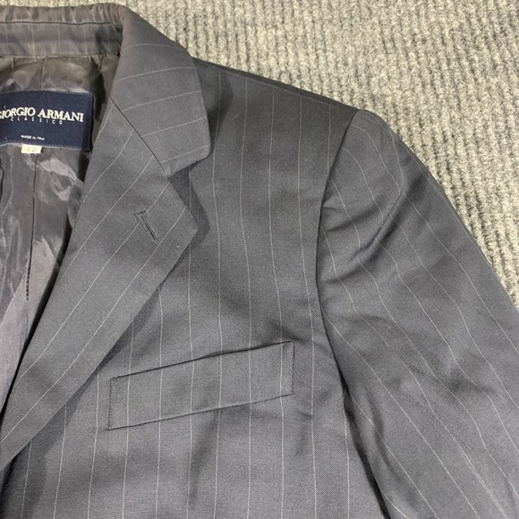Giorgio Armani Blazer Womens 42 Blue Pin Striped Sports Coat Luxury Italy Wool - Picture 5 of 12